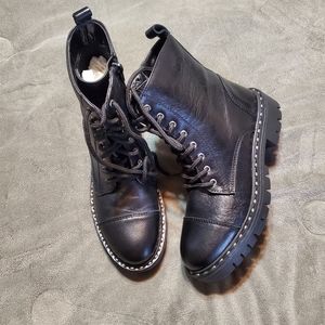 Aldo moto combat geniune leather black boots staple studded.